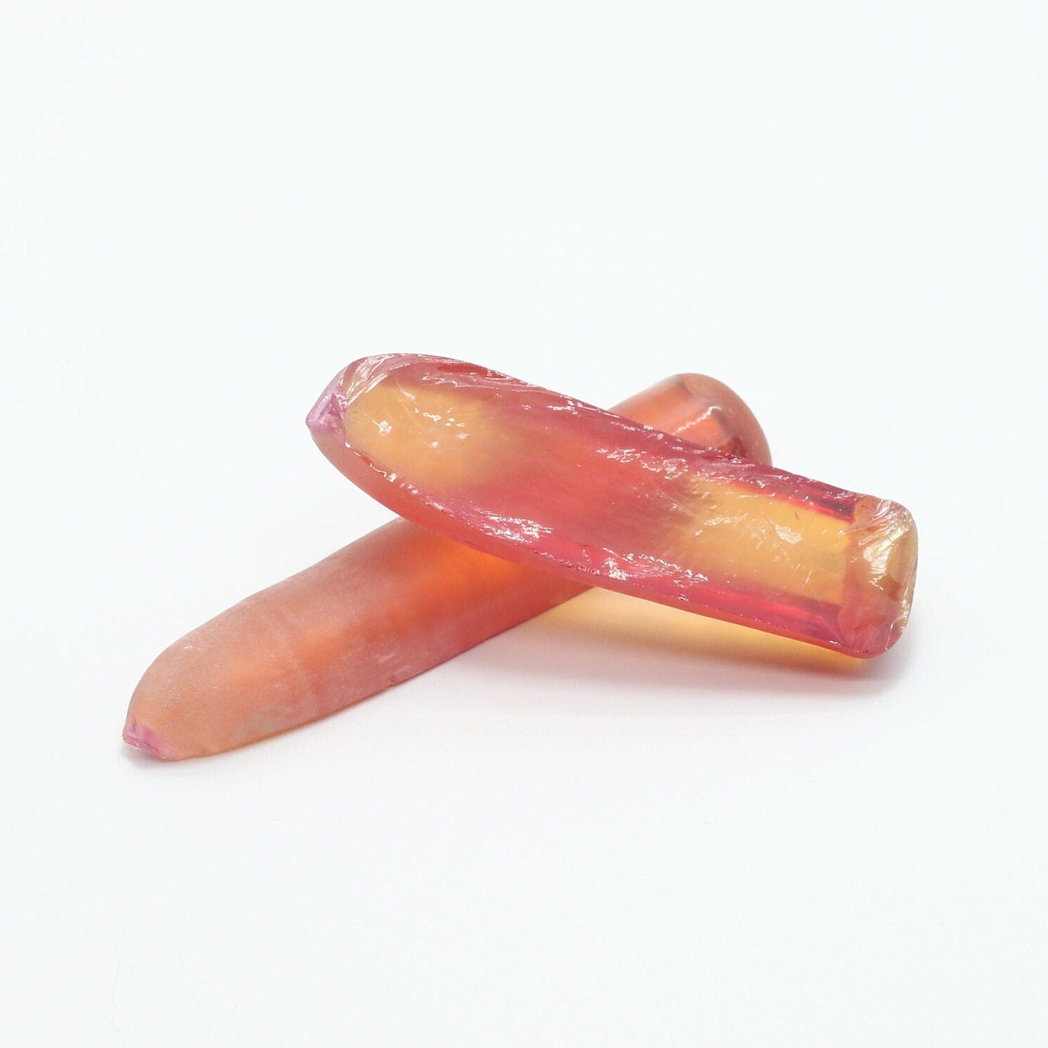 Orange #22 Lab Created Corundum Faceting Rough for Gem Cutting - Various Sizes - Split Boule