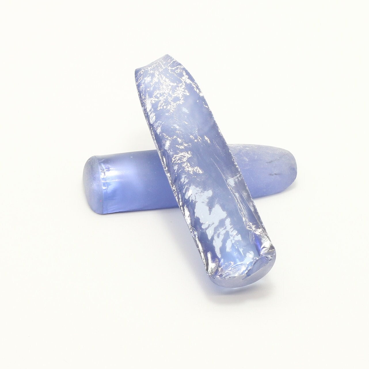 Blue Topaz #30 Lab Created Corundum Sapphire Faceting Rough for Gem Cutting - Various Sizes - Split Boule