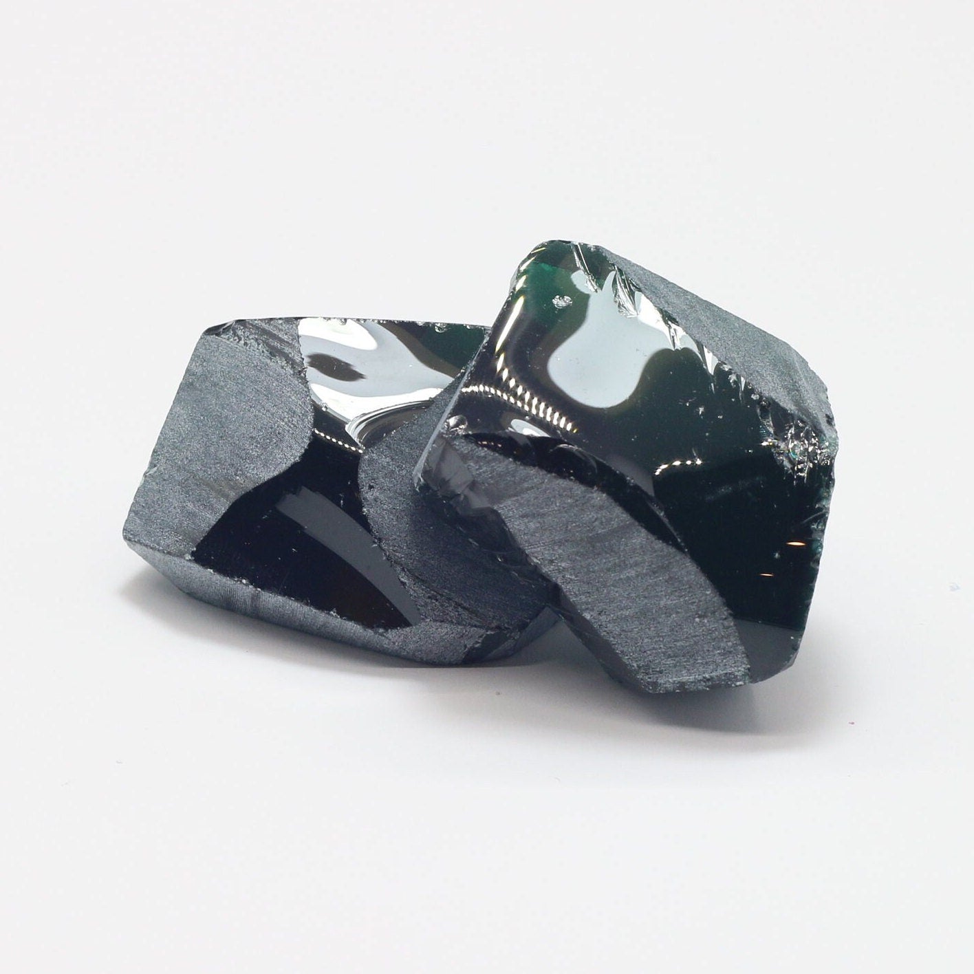 Dark Green Tourmaline Nanosital Synthetic Lab Created Faceting Rough for Gem Cutting - #21 - Various Sizes