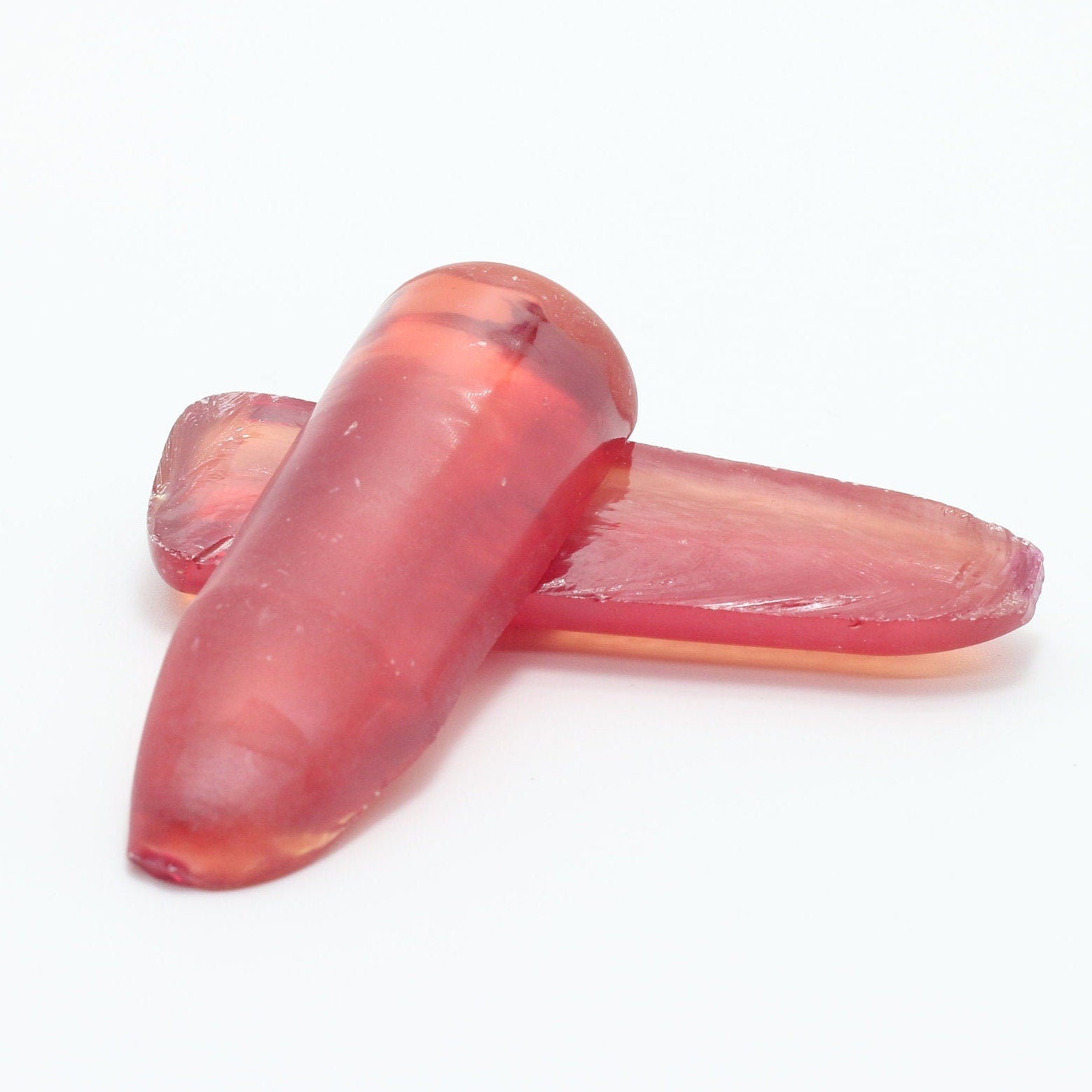 Padparadscha #55SP Lab Created Corundum Sapphire Faceting Rough for Gem Cutting - Various Sizes - Split Boule