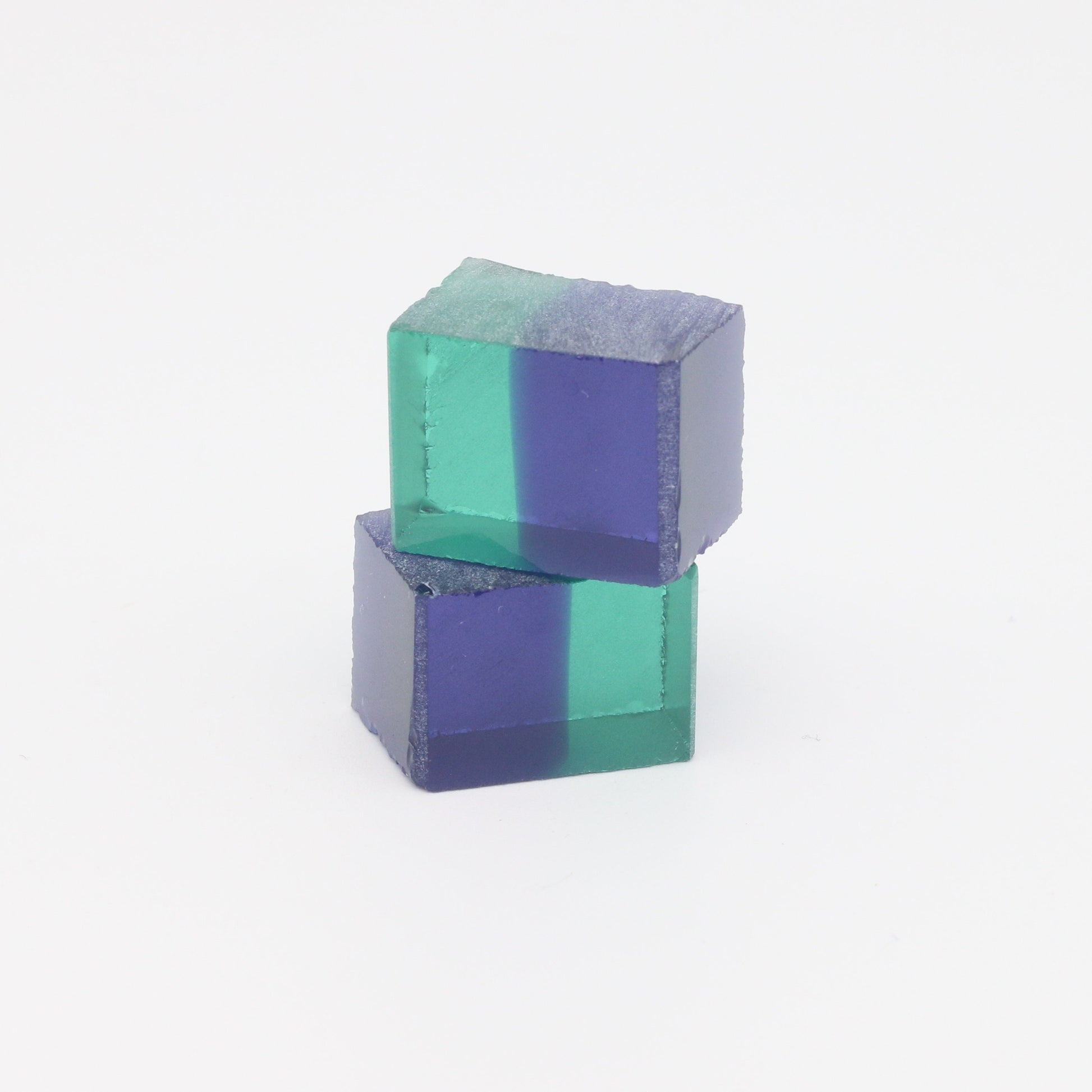 Bi-Color Nanosital Synthetic Lab Created Faceting Rough for Gem Cutting - Green-Dark Blue - Various Sizes