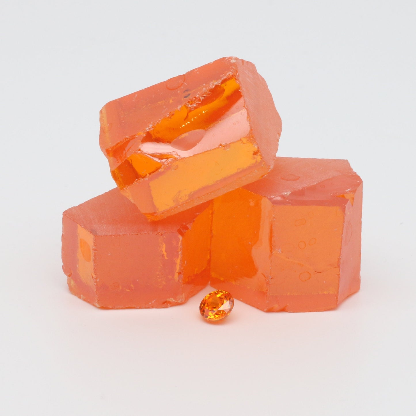 Papaya Cubic Zirconia Faceting Rough for Gem Cutting - Various Sizes