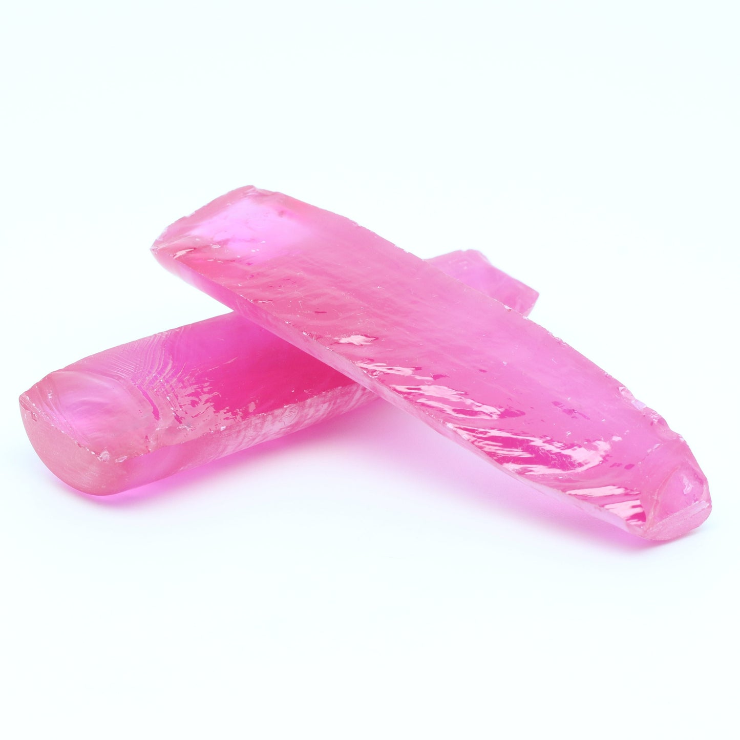 Vivd Pink #3 Lab Created Corundum Sapphire Faceting Rough for Gem Cutting - Various Sizes - Split Boule