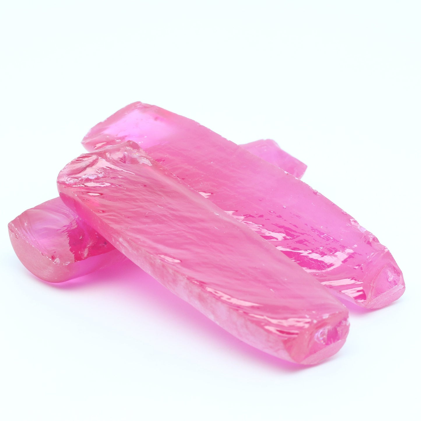 Vivd Pink #3 Lab Created Corundum Sapphire Faceting Rough for Gem Cutting - Various Sizes - Split Boule
