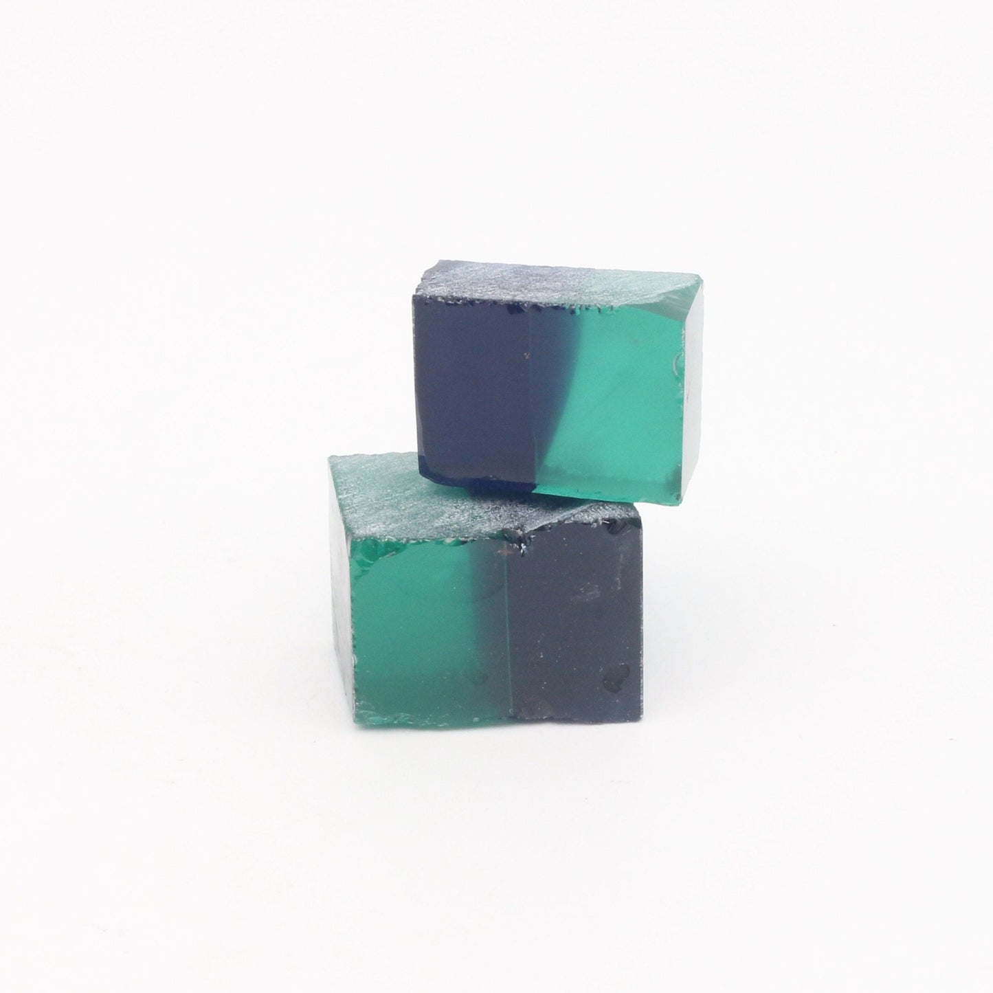 Bi-Color Nanosital Synthetic Lab Created Faceting Rough for Gem Cutting - Dark Green-Very Dark Blue - Various Sizes