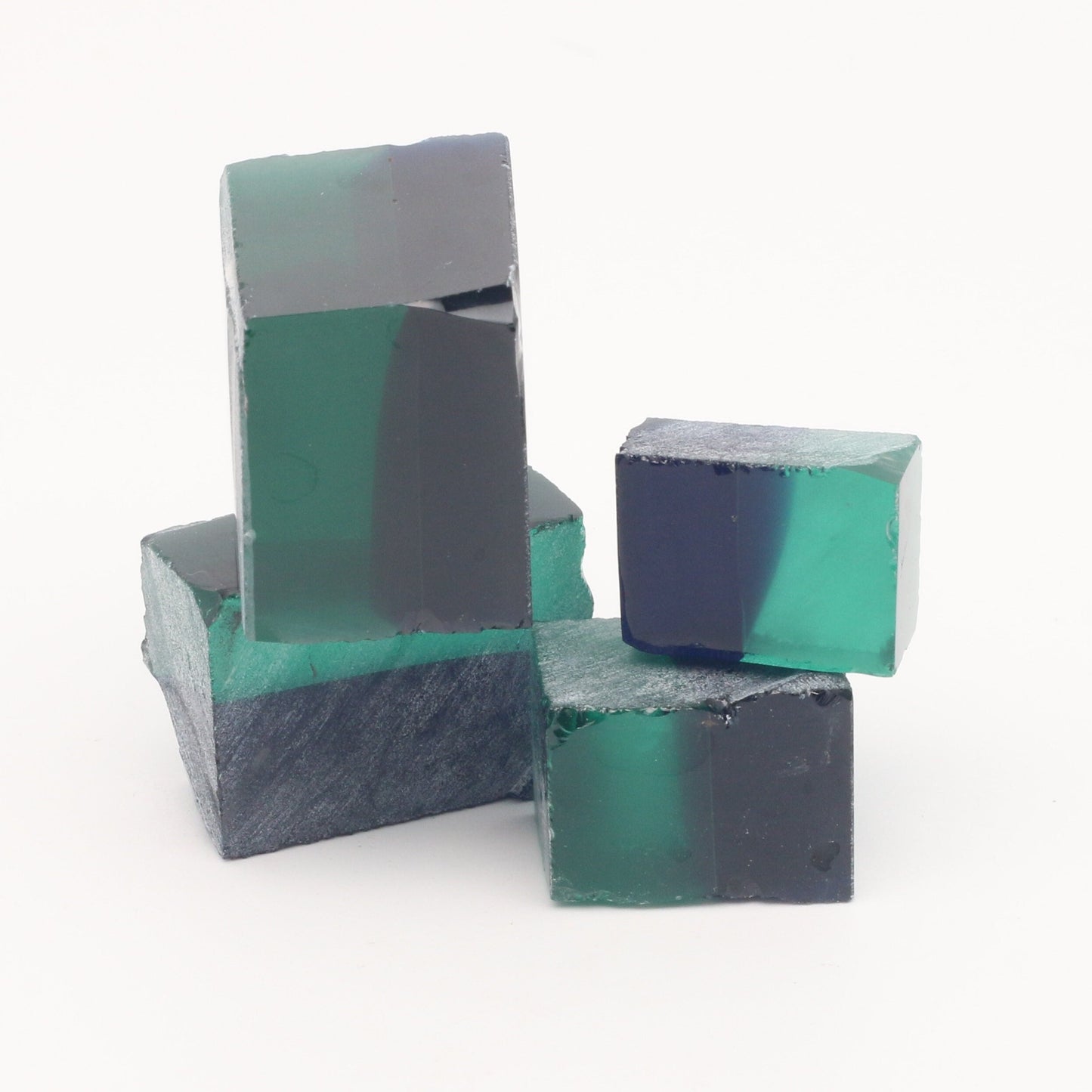 Bi-Color Nanosital Synthetic Lab Created Faceting Rough for Gem Cutting - Dark Green-Very Dark Blue - Various Sizes
