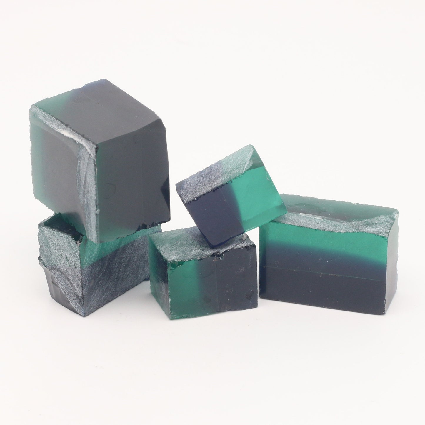 Bi-Color Nanosital Synthetic Lab Created Faceting Rough for Gem Cutting - Dark Green-Very Dark Blue - Various Sizes