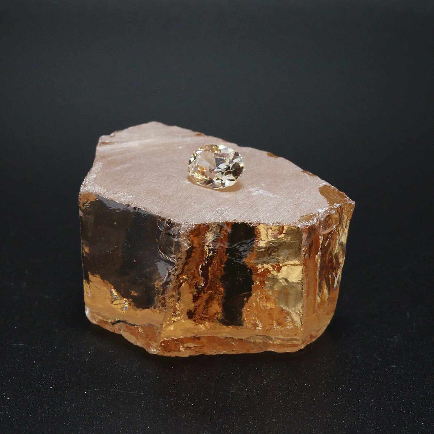 Peach Diamond Cubic Zirconia Faceting Rough for Gem Cutting - Various Sizes