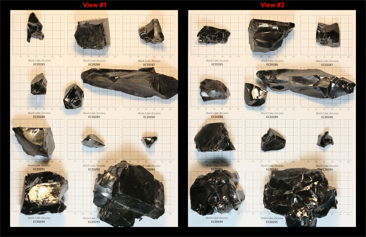 Black Cubic Zirconia Faceting Rough for Gem Cutting - Various Sizes