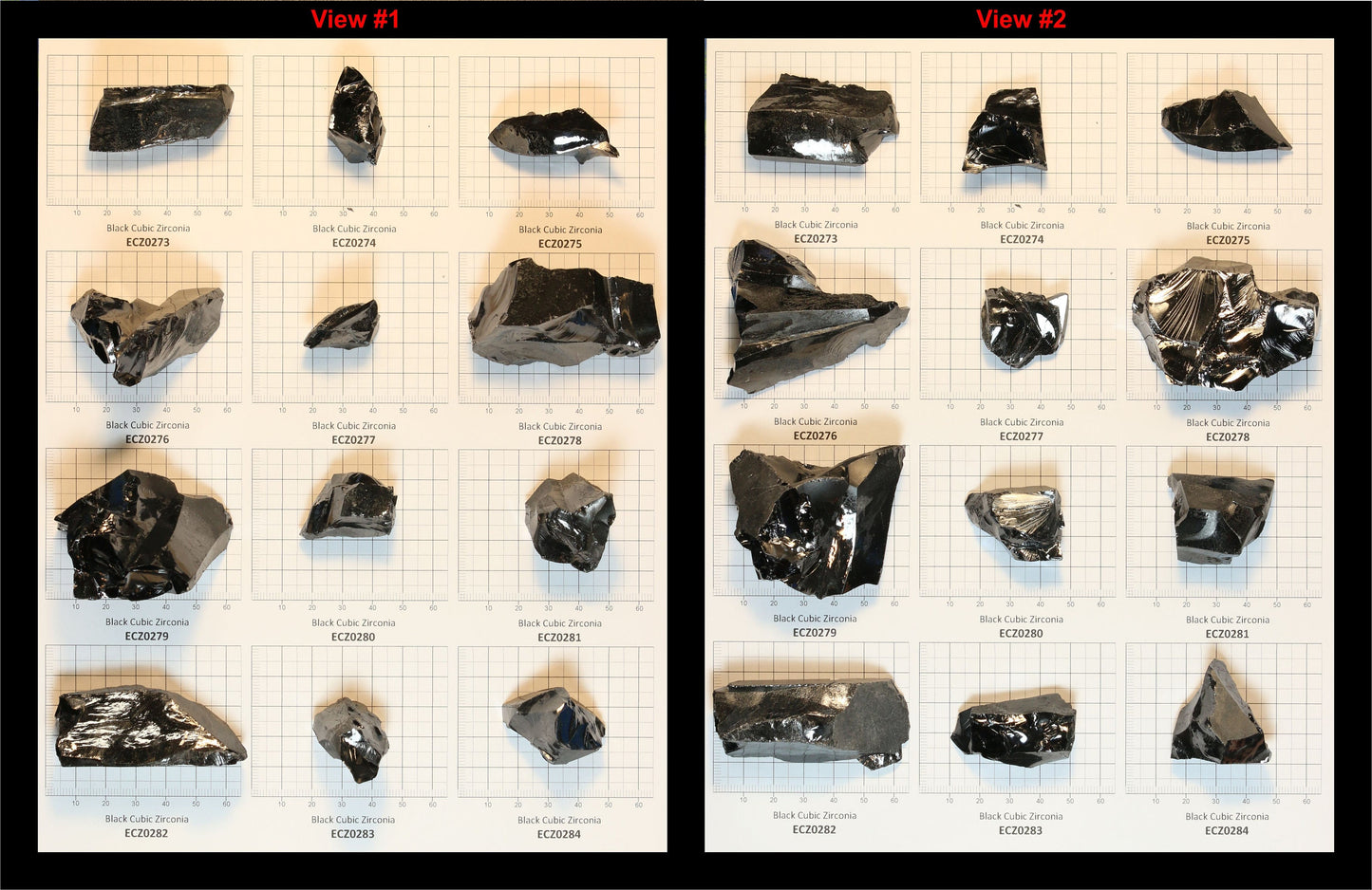 Black Cubic Zirconia Faceting Rough for Gem Cutting - Various Sizes