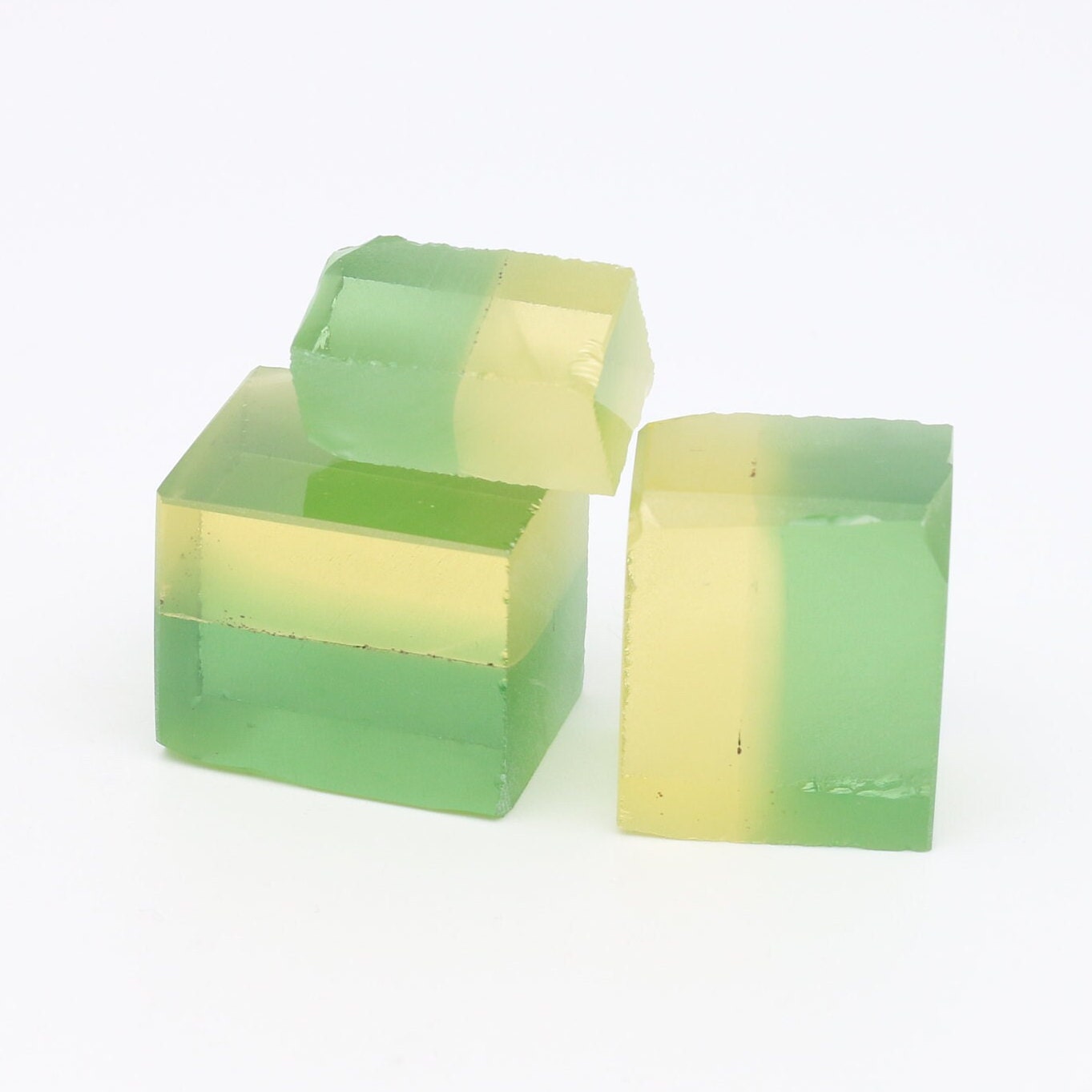 Bi-Color Nanosital Synthetic Lab Created Faceting Rough for Gem Cutting - Green-Yellow - Various Sizes