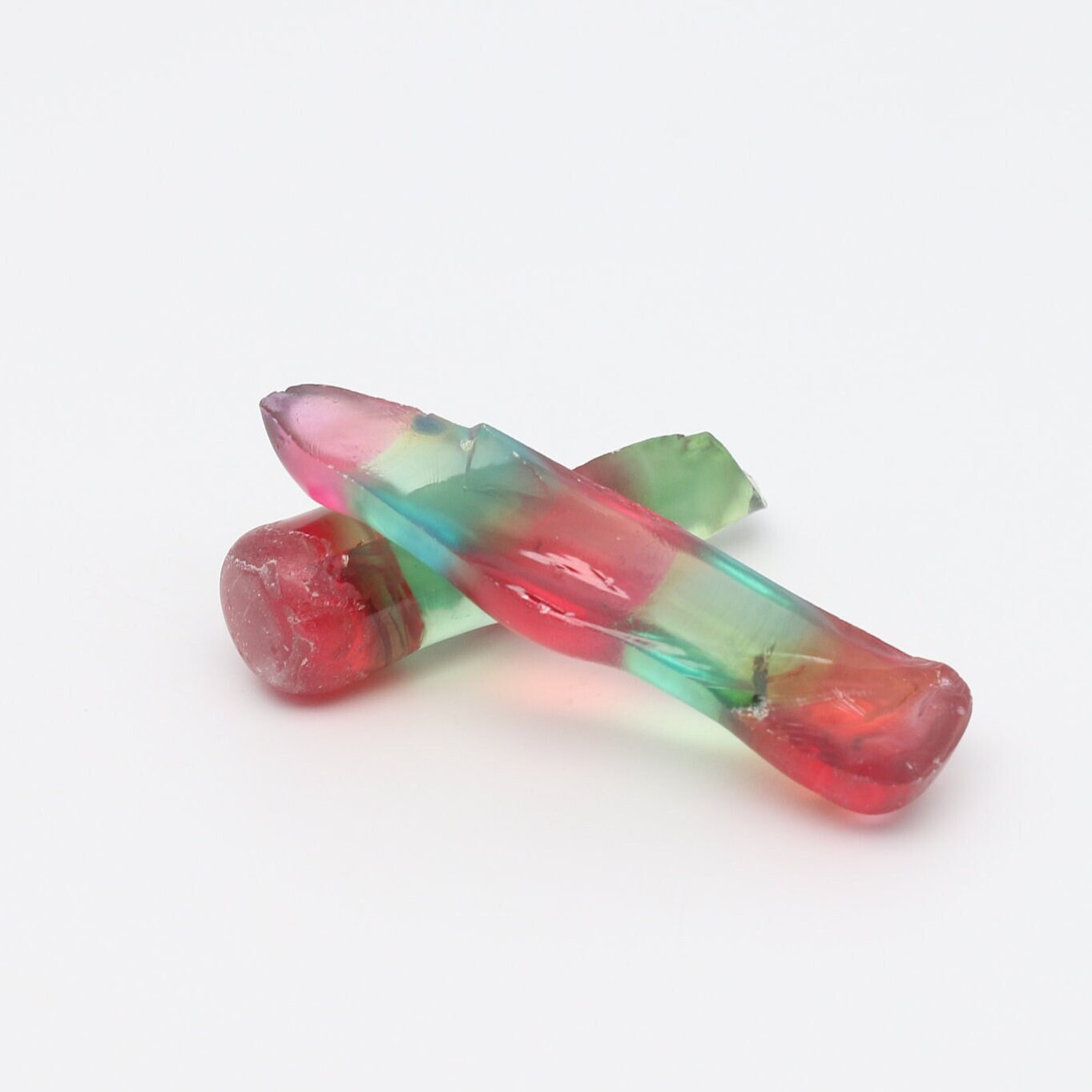 Padparadscha/Green Bi-Color Lab Created Corundum Sapphire Faceting Rough for Gem Cutting - Various Sizes - Split Boule