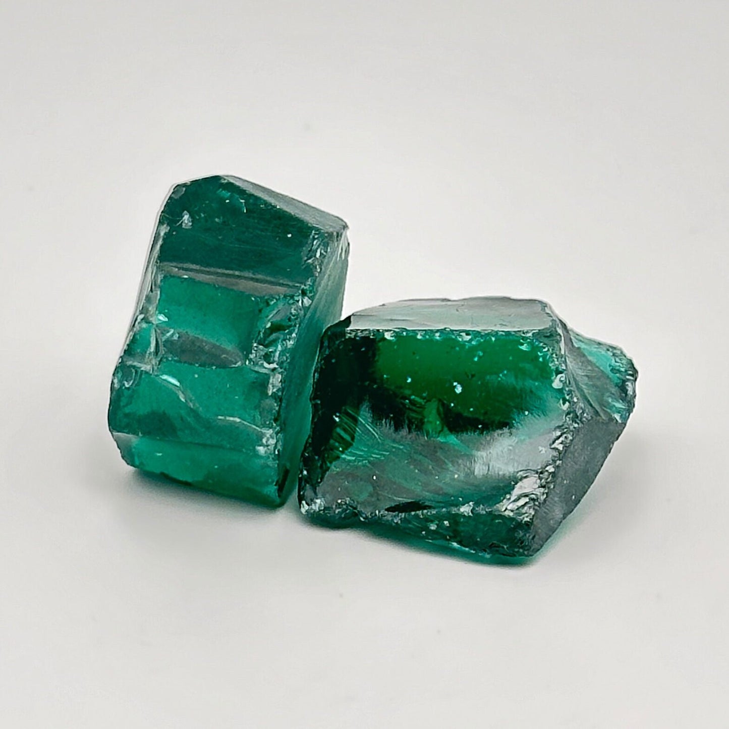 Emerald (Blueish) Cubic Zirconia Faceting Rough for Gem Cutting - Various Sizes