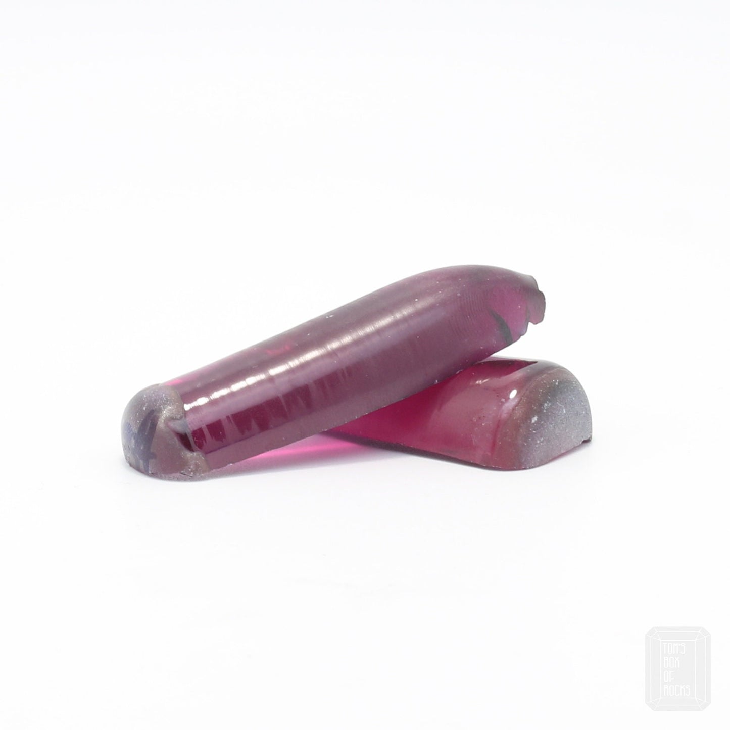 Reddish Purple (Rubellite) #67 Lab Created Corundum Sapphire Faceting Rough for Gem Cutting - Various Sizes - Split Boule
