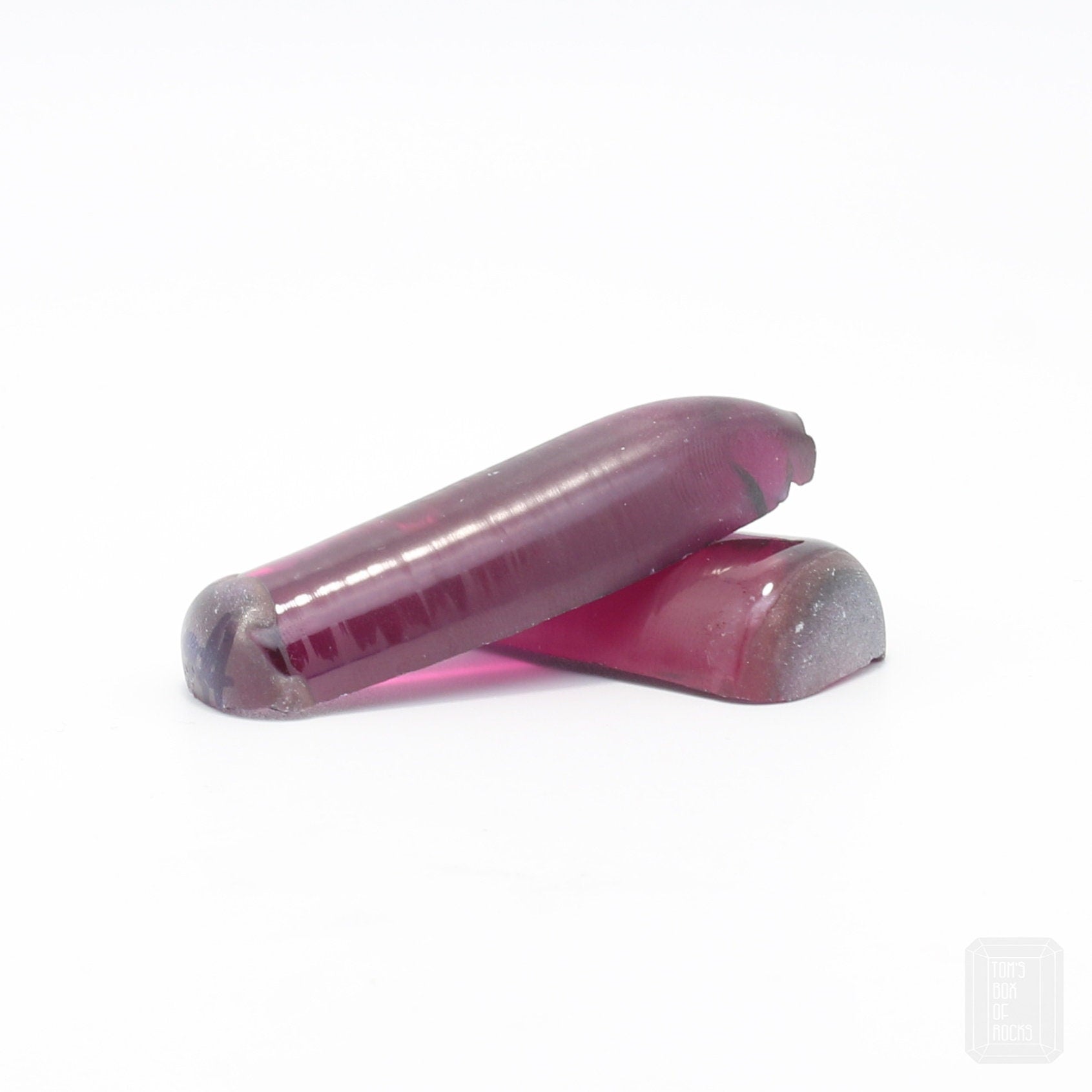 Reddish Purple (Rubellite) #67 Lab Created Corundum Sapphire Faceting Rough for Gem Cutting - Various Sizes - Split Boule