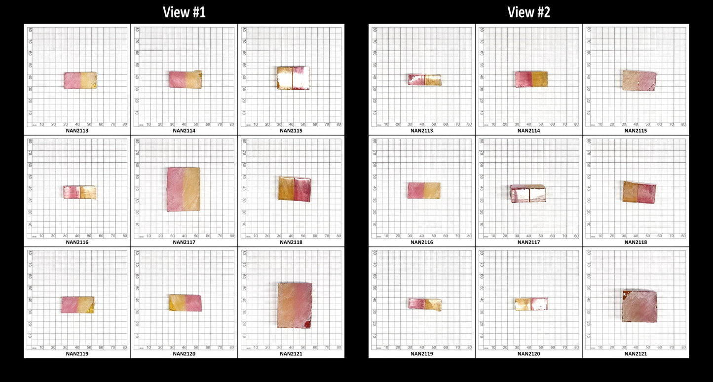 Nanosital Simulated Bi-Color Lab Created Faceting Rough for Gem Cutting - Kunzite-Intense Yellow - Various Sizes