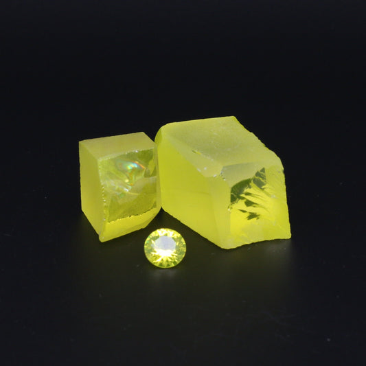 Neon Yellow YAG Faceting Rough for Gem Cutting - Various Sizes #BEGIN