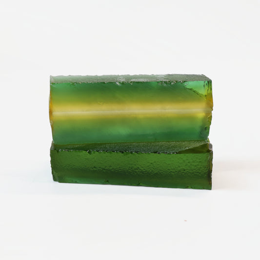 Olive Green Hydrothermal Synthetic Quartz - Lab Created Faceting Rough : #BEGIN