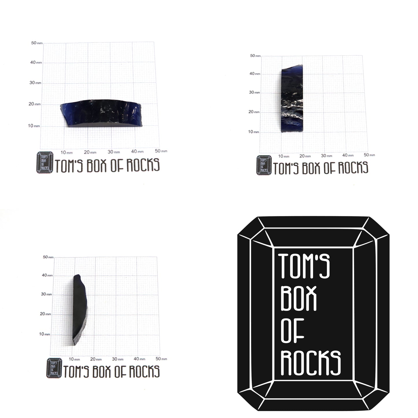 Dark Blue Czochralski Pulled Sapphire - Grade A - Faceting Rough