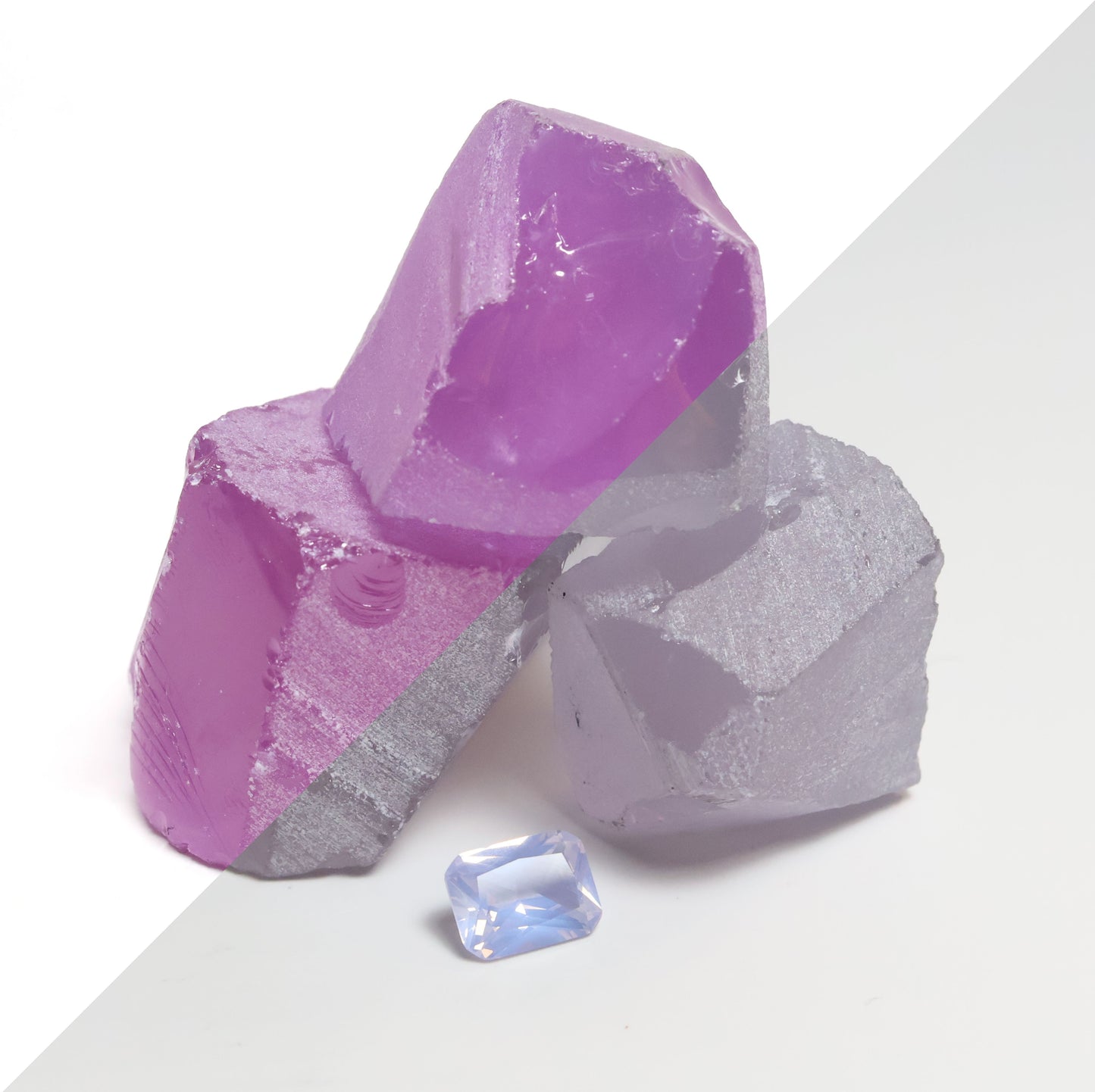 Nanosital Simulated Lavender Opal Lab Created Faceting Rough for Gem Cutting - #009 - Various Sizes
