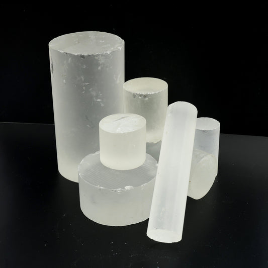 White Cylinders Lab Created Corundum Sapphire - Faceting Rough : #BEGIN