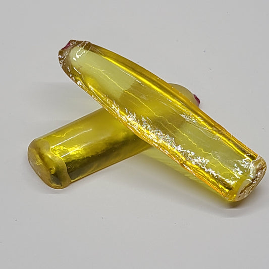 Yellow Topaz #20 Lab Created Corundum Sapphire Faceting Rough for Gem Cutting - Various Sizes - Split Boule #BEGIN