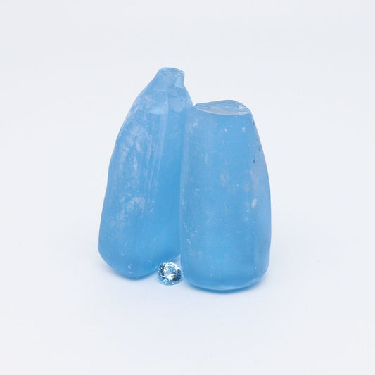 Aquamarine Light Blue #104 Lab Created Spinel Faceting Rough for Gem Cutting - Various Sizes : #BEGIN