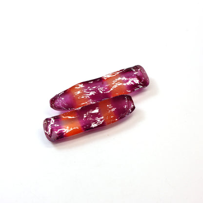 Sunrise/Purple Bi-Color #16/#65 Lab Created Corundum Sapphire Faceting Rough : #BEGIN