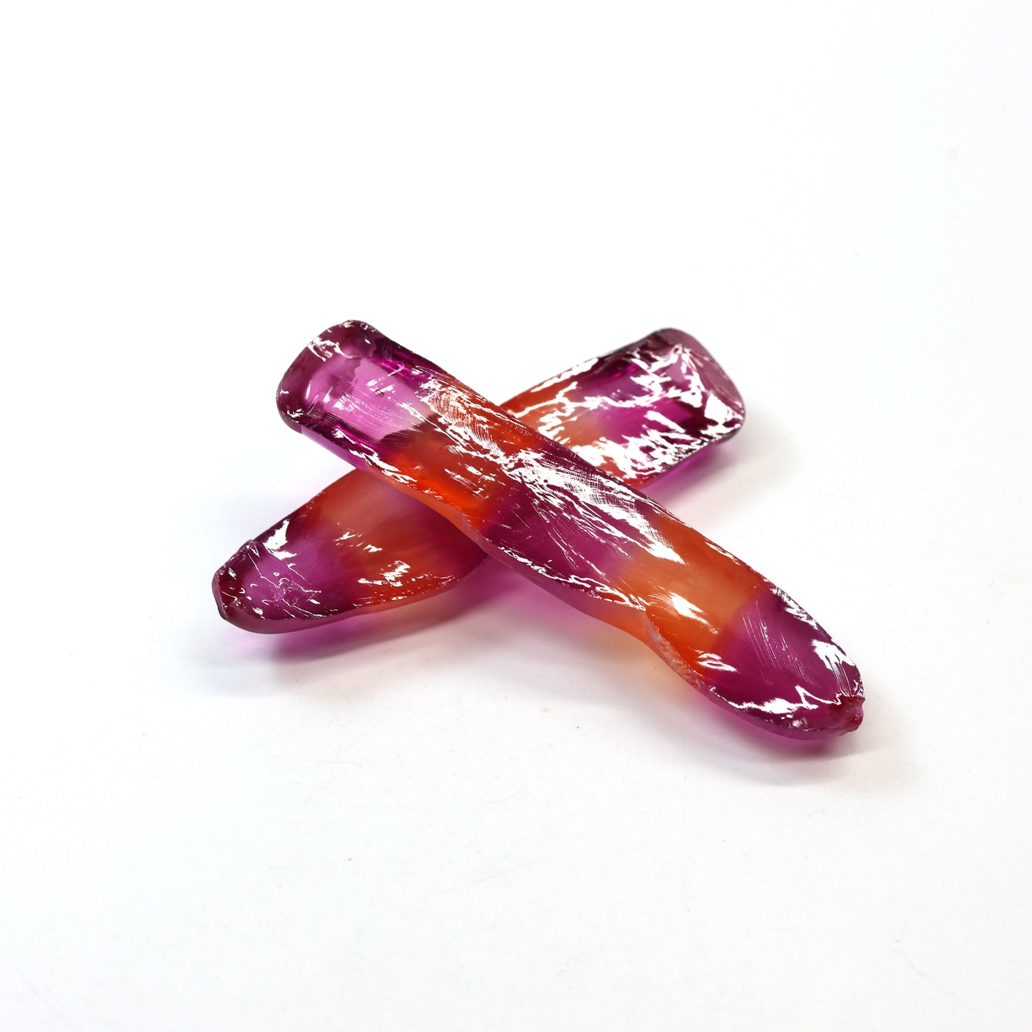 Sunrise/Purple Bi-Color #16/#65 Lab Created Corundum Sapphire Faceting Rough : #BEGIN