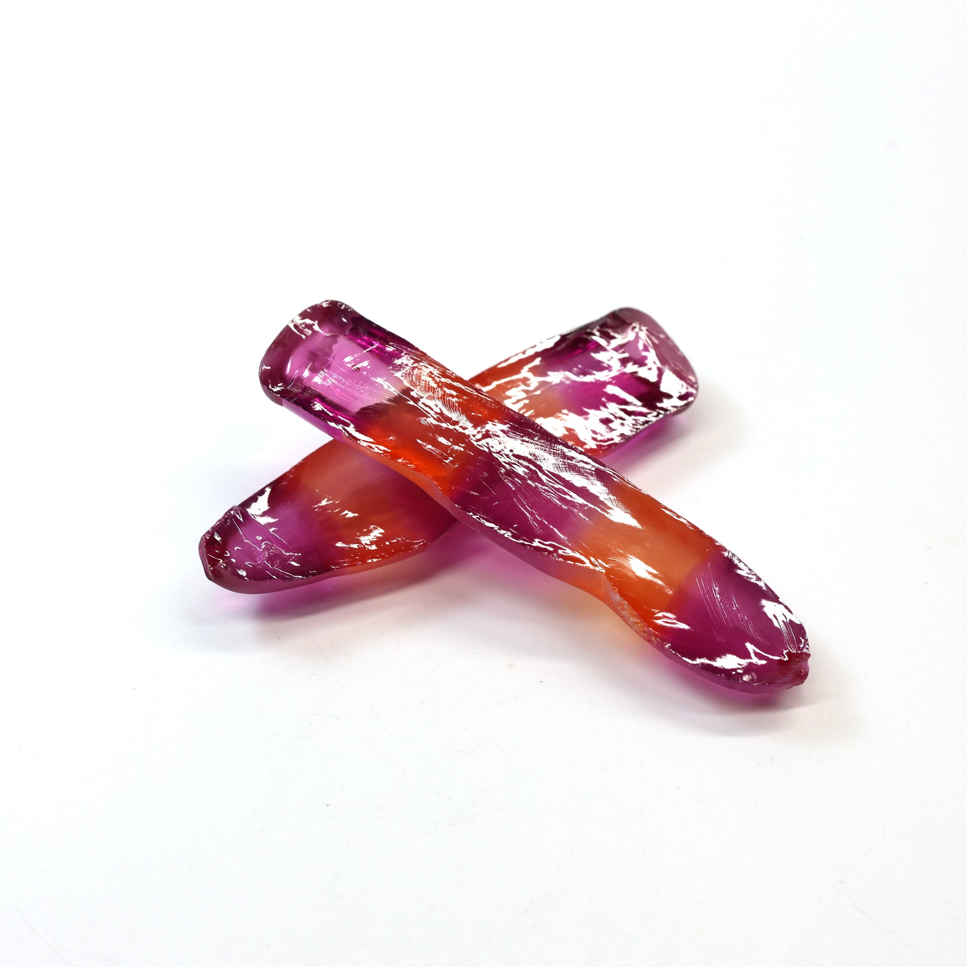 Sunrise/Purple Bi-Color #16/#65 Lab Created Corundum Sapphire Faceting Rough : #BEGIN