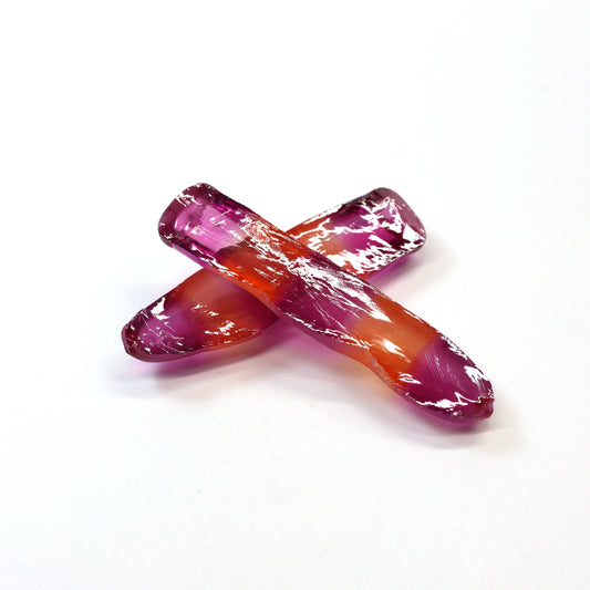 Sunrise/Purple Bi-Color #16/#65 Lab Created Corundum Sapphire Faceting Rough : #BEGIN