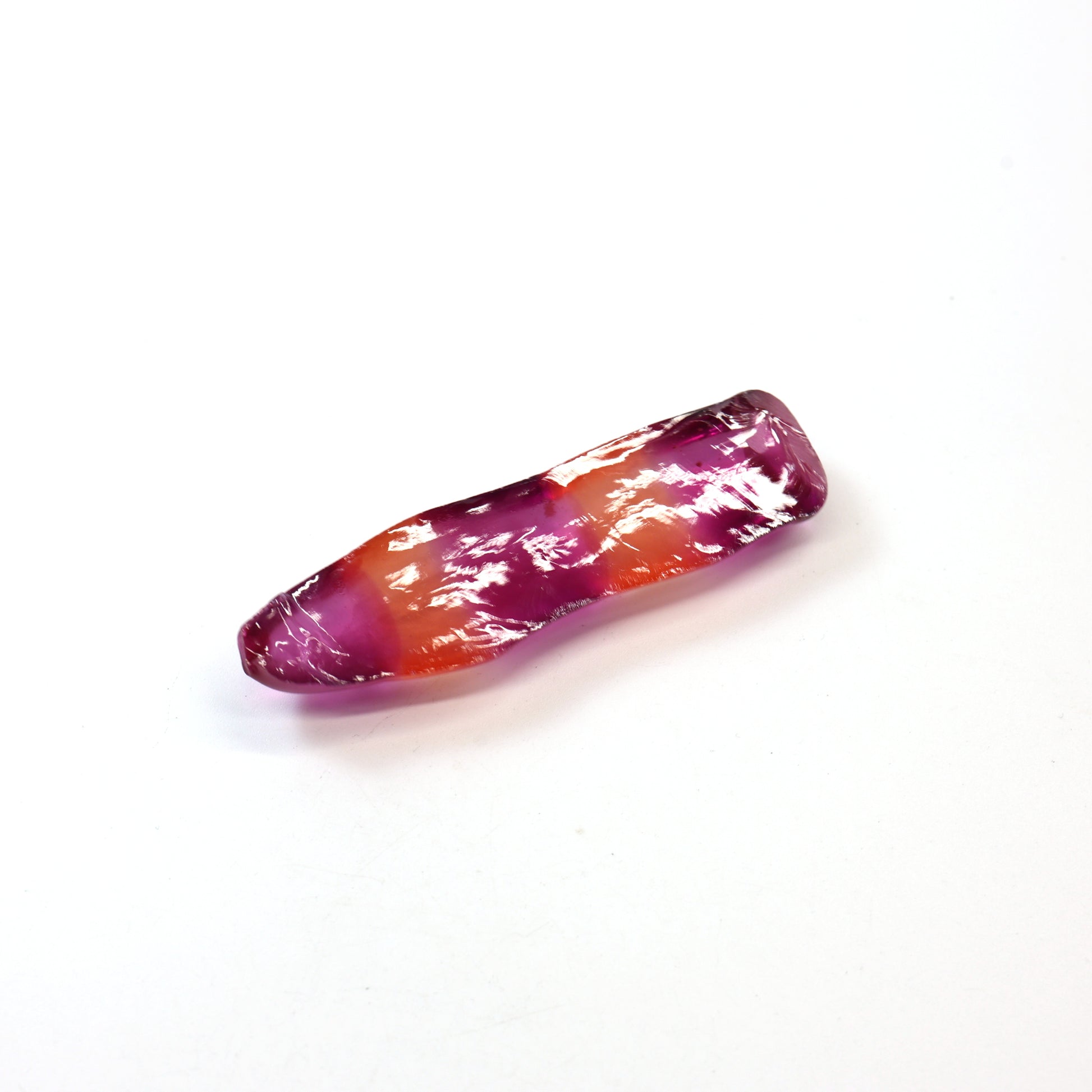 Sunrise/Purple Bi-Color #16/#65 Lab Created Corundum Sapphire Faceting Rough : #BEGIN