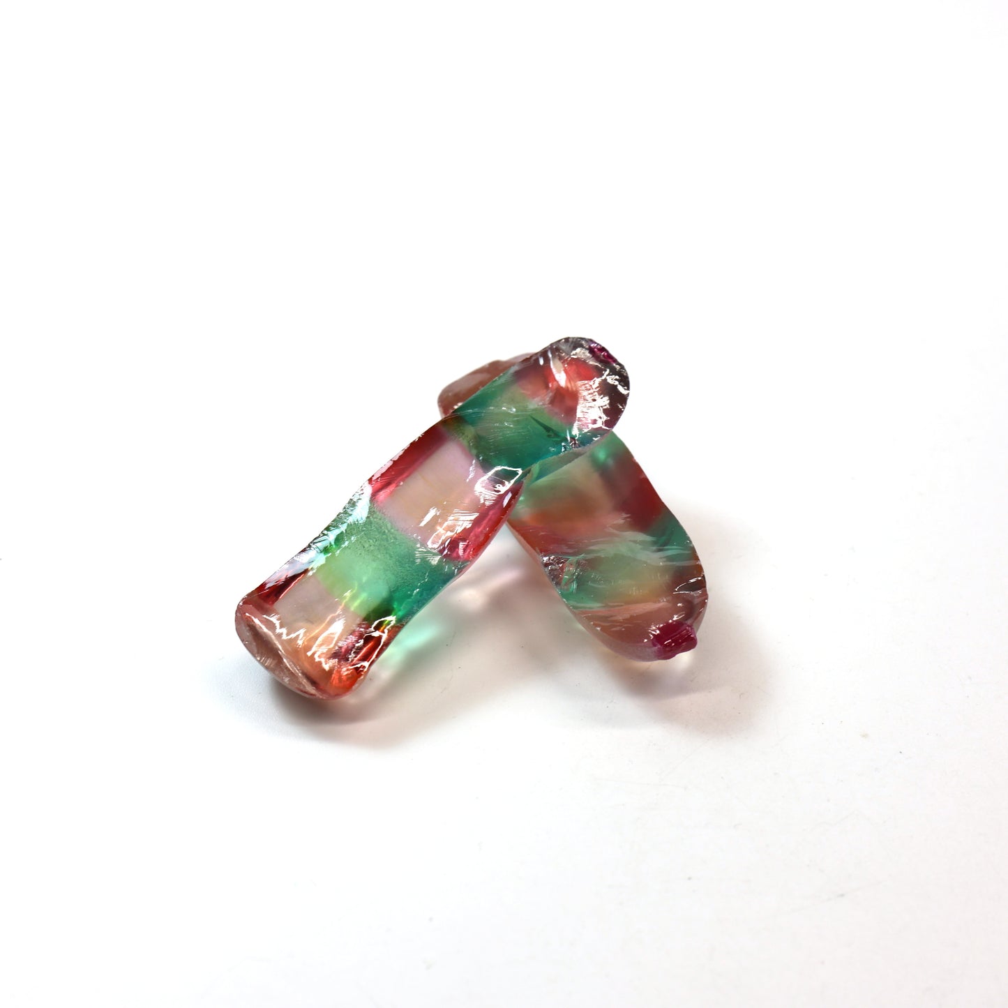 Sunrise/Green Bi-Color #16/#73 Lab Created Corundum Sapphire Faceting Rough : #BEGIN