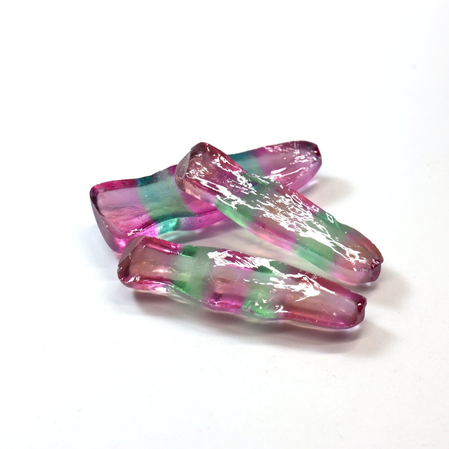 Peach/Green Bi-Color #18/#73 Lab Created Corundum Sapphire Faceting Rough : #BEGIN