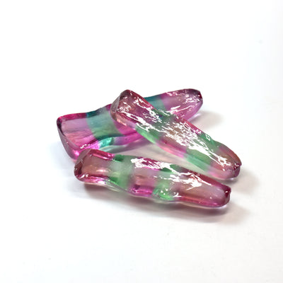 Peach/Green Bi-Color #18/#73 Lab Created Corundum Sapphire Faceting Rough : #BEGIN
