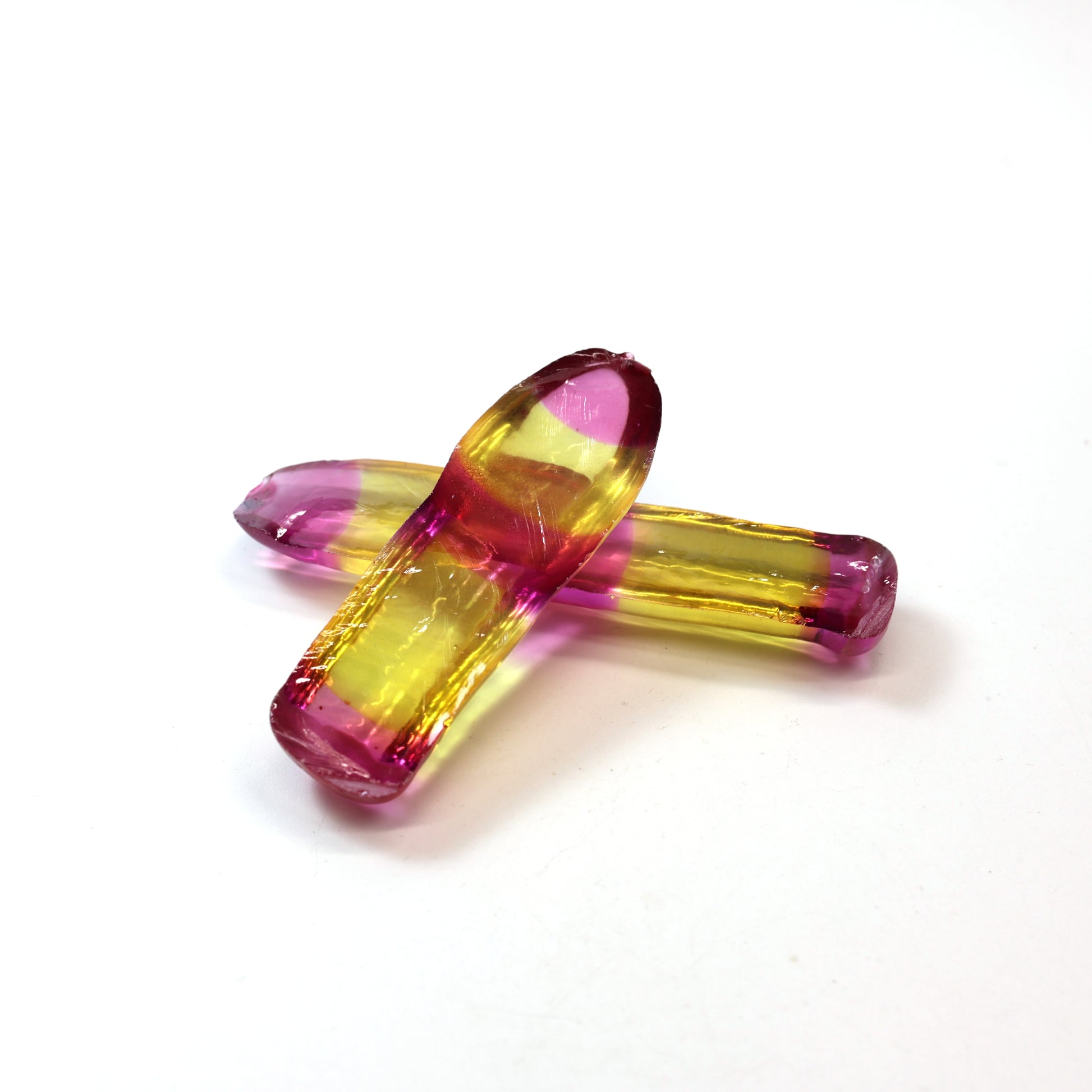 Yellow/Purple Bi-Color #20/#65 Lab Created Corundum Sapphire Faceting Rough : #BEGIN