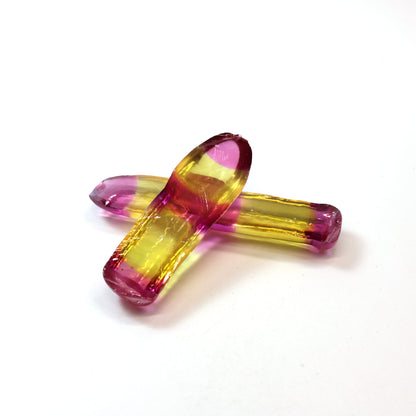 Yellow/Purple Bi-Color #20/#65 Lab Created Corundum Sapphire Faceting Rough : #BEGIN