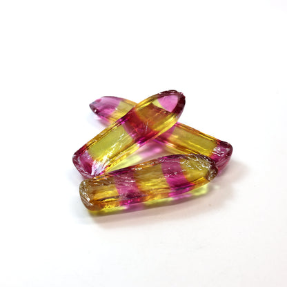 Yellow/Purple Bi-Color #20/#65 Lab Created Corundum Sapphire Faceting Rough : #BEGIN