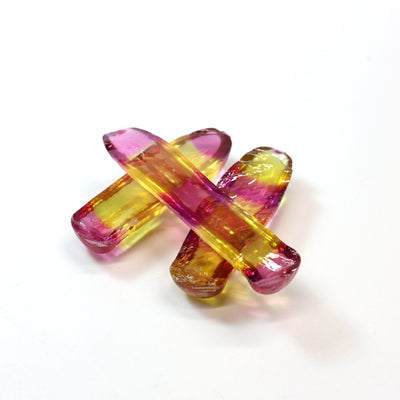 Yellow/Purple Bi-Color #20/#65 Lab Created Corundum Sapphire Faceting Rough : #BEGIN