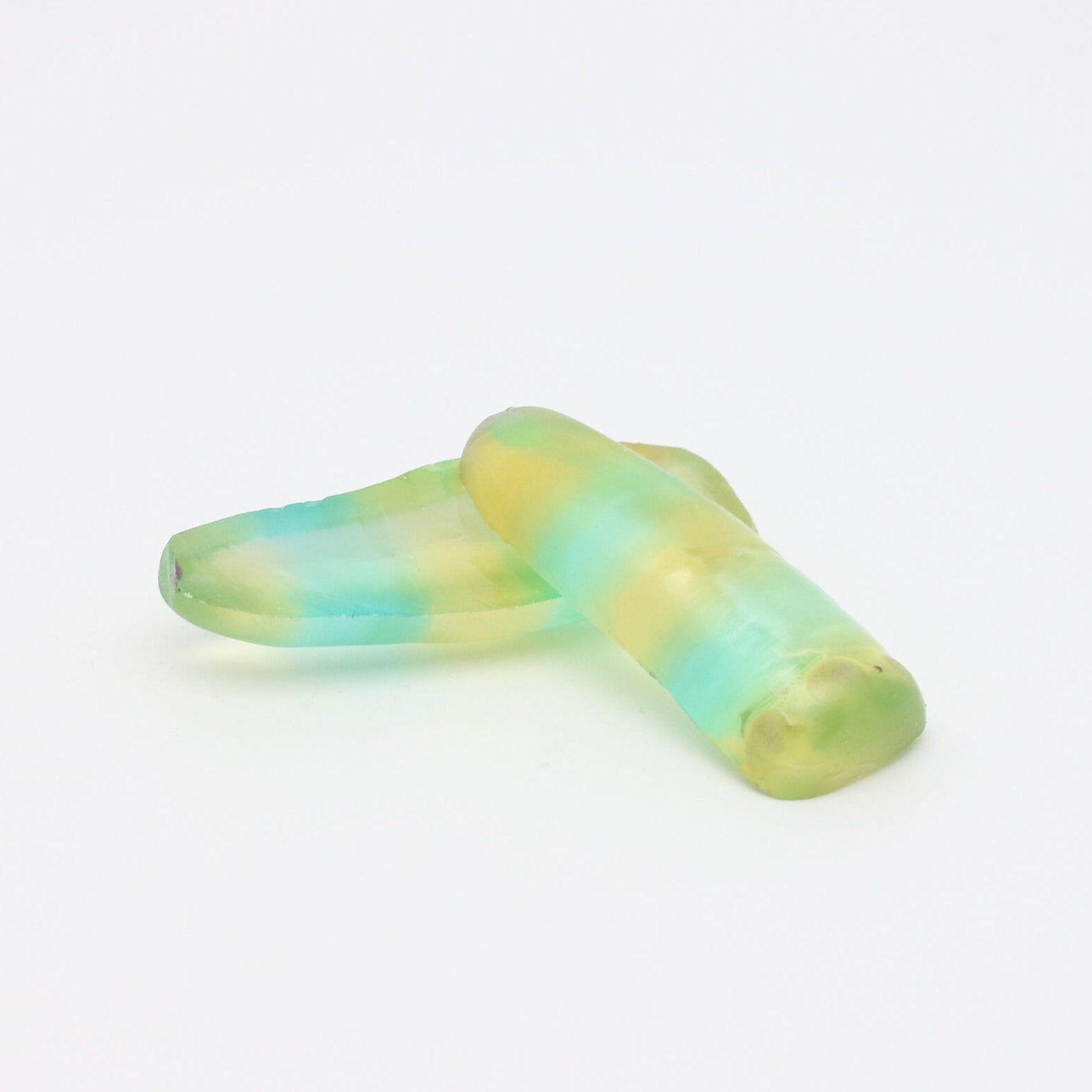 Yellow/Green Bi-Color Lab Created Corundum Sapphire Faceting Rough for Gem Cutting - Various Sizes - Split Boule : #BEGIN