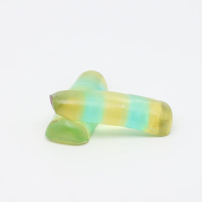 Yellow/Green Bi-Color Lab Created Corundum Sapphire Faceting Rough for Gem Cutting - Various Sizes - Split Boule : #BEGIN