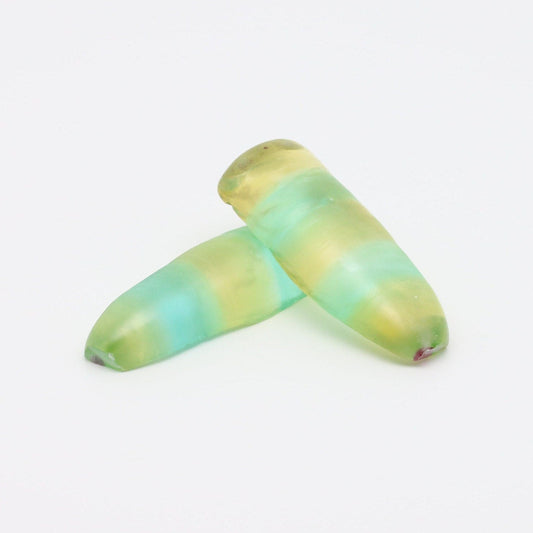 Yellow/Green Bi-Color Lab Created Corundum Sapphire Faceting Rough for Gem Cutting - Various Sizes - Split Boule : #BEGIN