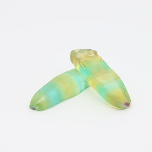 Yellow/Green Bi-Color Lab Created Corundum Sapphire Faceting Rough for Gem Cutting - Various Sizes - Split Boule : #BEGIN