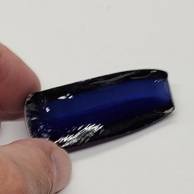 Medium Blue #33 Lab Created Corundum Sapphire Faceting Rough for Gem Cutting - Various Sizes - Split Boule : #BEGIN