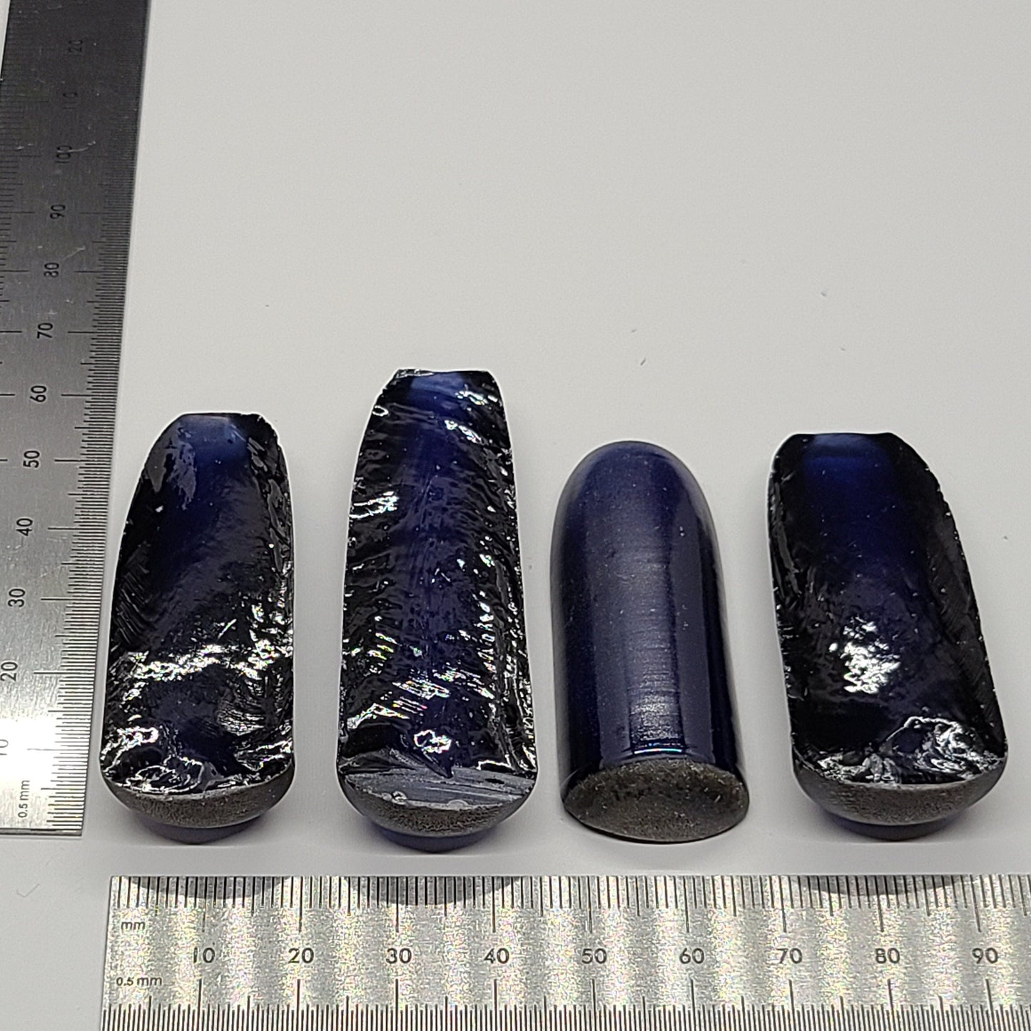 Blue #34 Lab Created Corundum Sapphire Faceting Rough for Gem Cutting - Various Sizes - Split Boule : #BEGIN