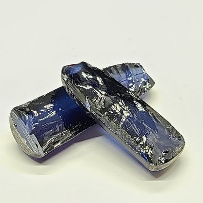 Blue #34 Lab Created Corundum Sapphire Faceting Rough for Gem Cutting - Various Sizes - Split Boule : #BEGIN