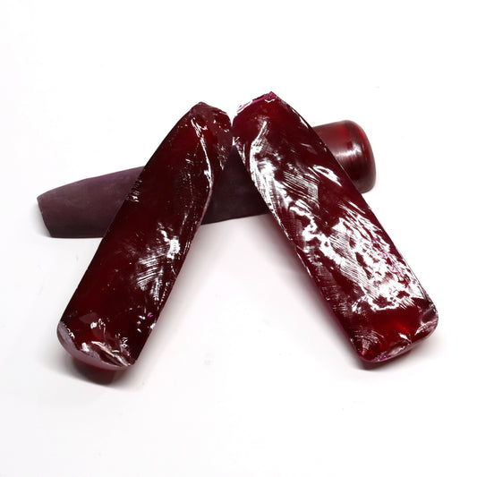 Dark Ruby Red #6 Lab Created Corundum Sapphire Faceting Rough for Gem Cutting - Various Sizes - Split Boule : #BEGIN