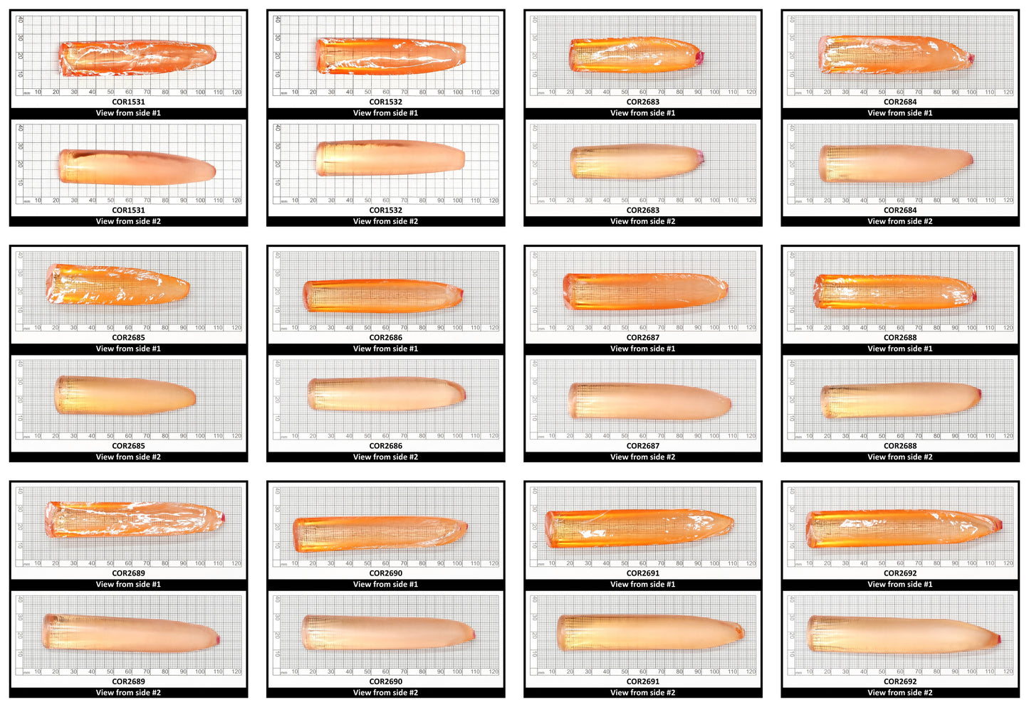 Sunrise #16 Lab Created Corundum Sapphire Faceting Rough for Gem Cutting - Various Sizes - Split Boule