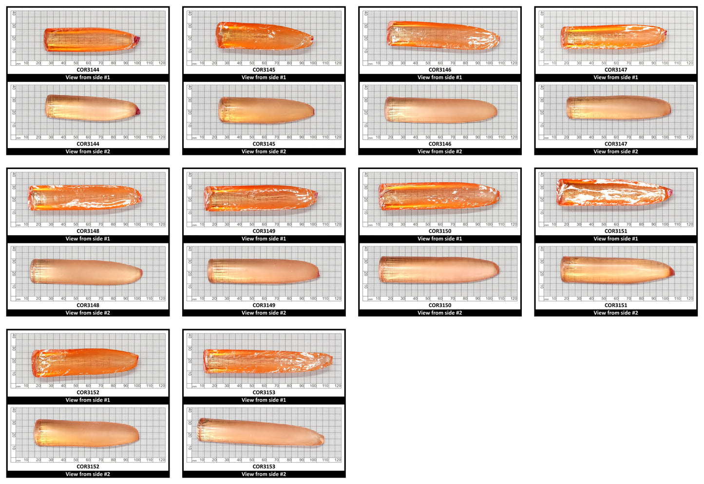 Sunrise #16 Lab Created Corundum Sapphire Faceting Rough for Gem Cutting - Various Sizes - Split Boule