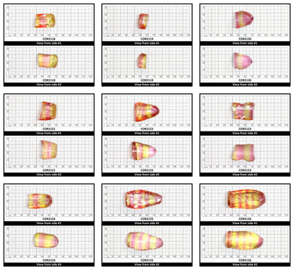 Yellow/Peach Bi-Color Lab Created Corundum Sapphire Faceting Rough for Gem Cutting - Various Sizes - Split Boule